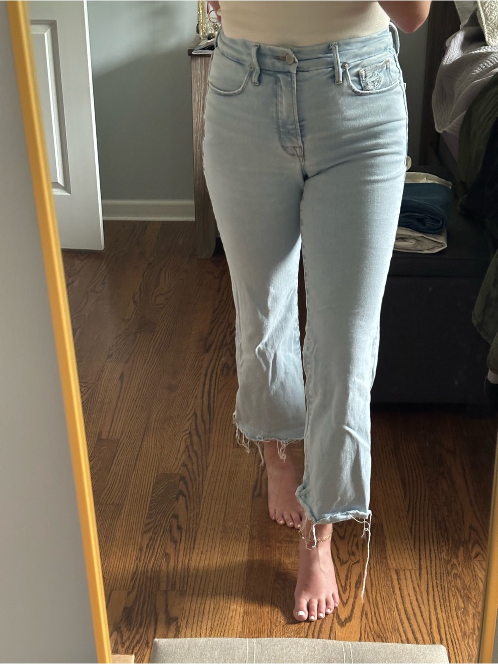 Good American Light Blue High-Rise Cropped Jeans